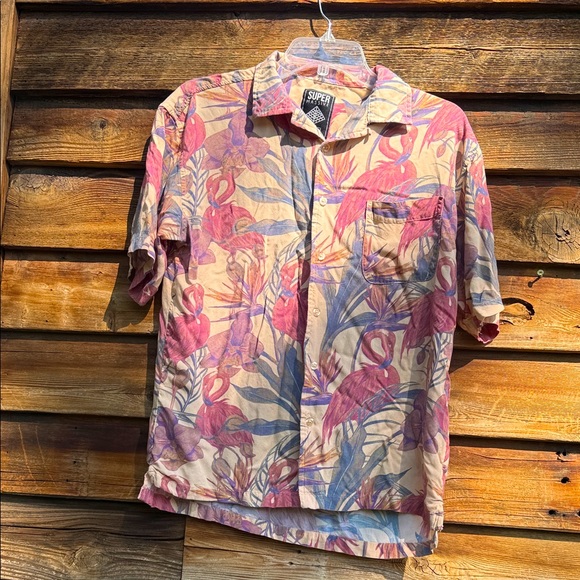 Super Massive Other - Super massive flamingo Hawaiian Floral Short Sleeve Button-Up Shirt